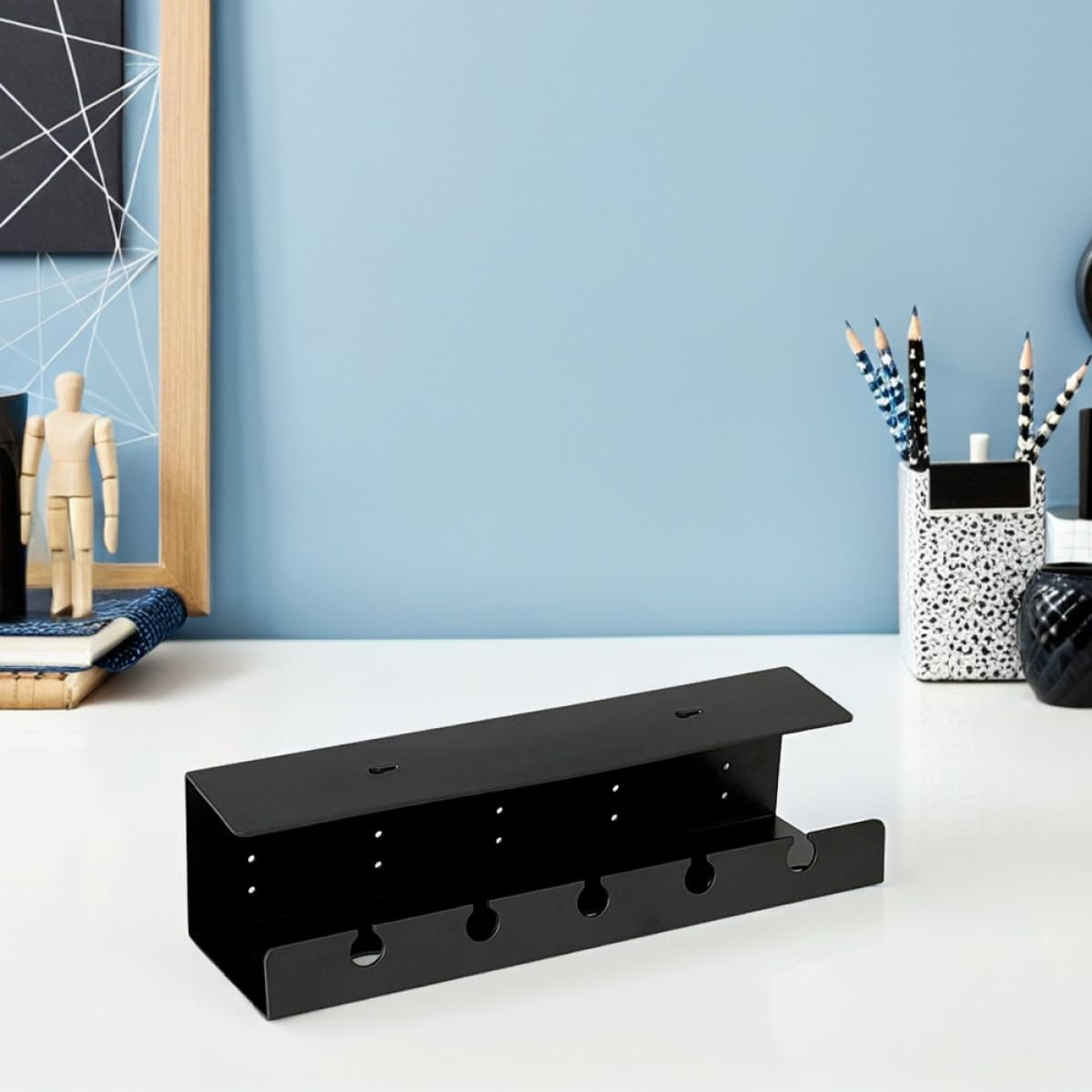 PRETYZOOM Organizador de Cables para Escritorio de 2 Piezas Estante Resistente Ps, Capacidad Grande y Múltiples Compartimentos para Gestión Debajo del Escritorio en Oficina o Estudio