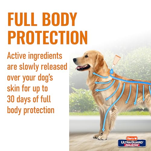 Image of Hartz UltraGuard Dual Action Topical Flea & Tick Treatment for Dogs and Puppies - 31-60lbs, 3 Monthly Treatments
