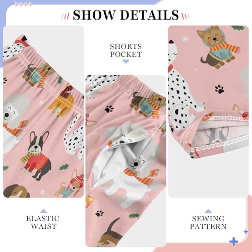 ZZXXB Xmas Poodle Dalmatian Dog Boys Long Pants Soft Trousers Elastic Waist Kids Lounge Bottoms with Pockets S-XL4