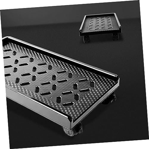Soporte móvil para CPU con ruedas y freno, estante negro de ABS para torre de computadora | Base estable, orificios para disipación de calor, esquinas redondeadas, columna inferior reforzada, uso para oficina o hogar miniatura 7