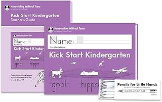 Handwriting Without Tears Kick Start Kindergarten Bundle | Includes student workbook, teacher's guide, journal & mini pencils; short lessons for writing prep, homeschool, tutor, OT