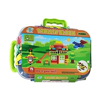 PLUSPOINT Building Block for Kids ? 75 Pcs Blocks with Trolley Case, Best Gift Toy, Block Game for Kids,Boys,Children (Pink)