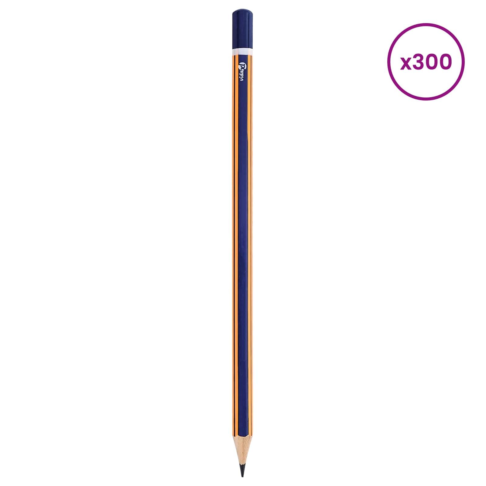 300 HB Bleistifte mit Radiergummi und Feder, Vorgeschärfte Schreibstifte aus Massivholz, Blau und Gelb für Büro und Schule, 0,7 x 18 cm