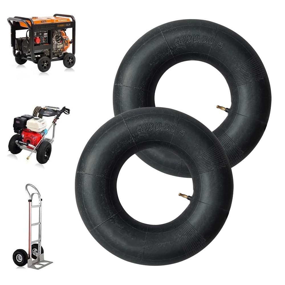 2 Pcs 4.10/3.50-4 Inner Tubes, Heavy Duty Replacement Tire Tube, Wheelbarrow Tires for Wheelbarrow Garden Carts Lawn Mowers Unicycles and More