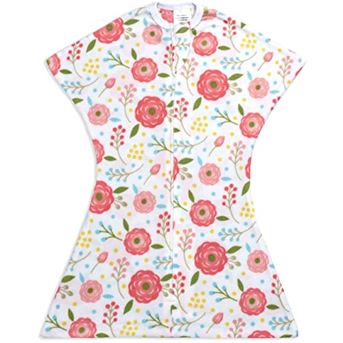 Image of SleepingBaby Fleece Zipadee-Zip Swaddle Transition Baby Swaddle Blanket with Zipper, Cozy Baby Sleep Sack Wrap (Medium 6-12 Months | 18-26 lbs, 29-33 inches | Pretty Poppy)
