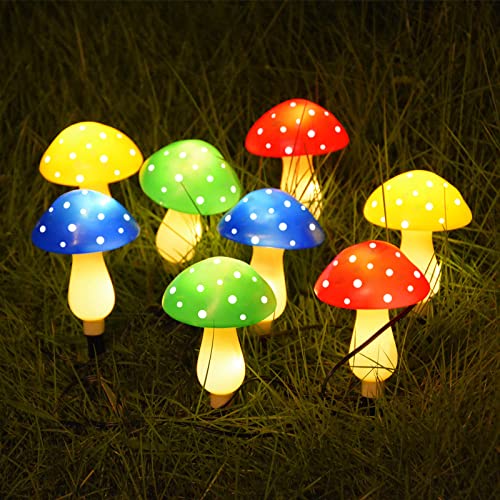 Windpnn 8-Pack Solar Mushroom Lights for Garden Decor, 8 Modes Waterproof Outdoor Garden Mushroom Lamp, Multi-Colored Solar LED Fairy Lights for Christmas Halloween Yard Lawn