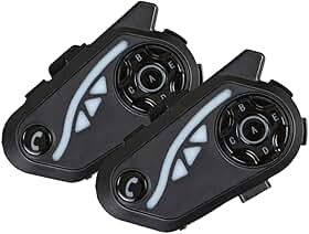 Leduc Intercomunicador Bluetooth para Capacete de Moto, Kit 2 Unidades para Piloto e Garupa, Bluetooth 5.2, Bateria 850 mAh, Resistência IP65, para Música e GPS