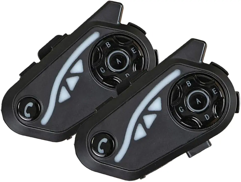 Leduc Intercomunicador Bluetooth para Capacete de Moto, Kit 2 Unidades para Piloto e Garupa, Bluetooth 5.2, Bateria 850 mAh, Resistência IP65, para Música e GPS