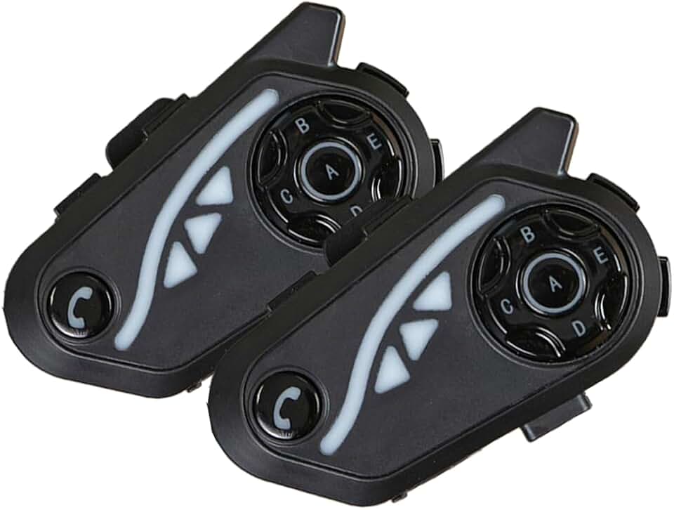 Leduc Intercomunicador Bluetooth para Capacete de Moto, Kit 2 Unidades para Piloto e Garupa, Bluetooth 5.2, Bateria 850 mAh, Resistência IP65, para Música e GPS