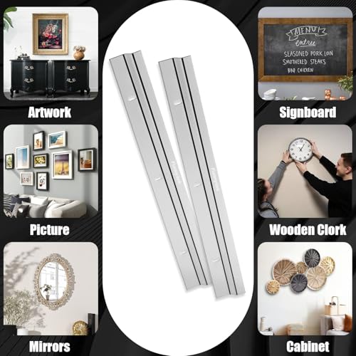 Image of Z Clips French Cleat Picture Hanger Aluminum French Cleat Hanger Heavy Duty Picture Hangers Wall Mounting Mirror Hanging Hardware Z Clip Mirror Hanger for Artwork, Wall Painting (12 inch-1Pair)