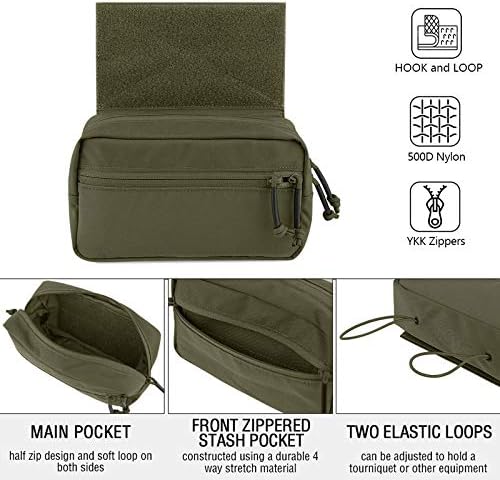 KRYDEX Tactical Drop Pouch Sub Abdominal Carrying Kit Bag Fanny Pack with Hook and Loop Panel for Tactical Vest Chest Rig (Ranger Green) - Image 5