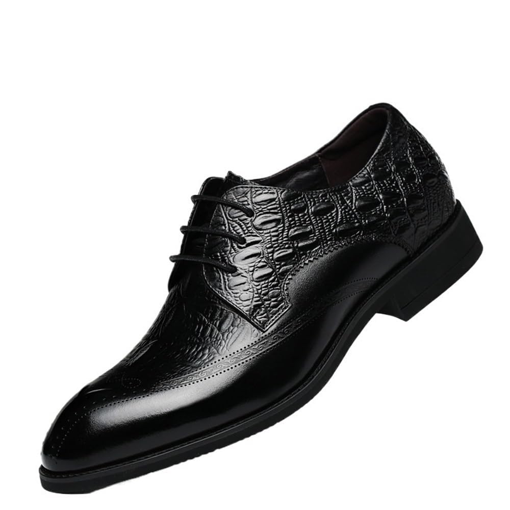 Mens Oxford Dress Shoes Leather Round Toe Lace Up Classic Business Formal Non Slip Comfortable Wedding Party Brogue