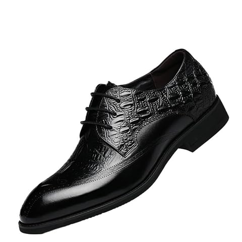 Mens Oxford Dress Shoes Leather Round Toe Lace Up Classic Business Formal Non Slip Comfortable Wedding Party Brogue