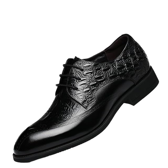 Mens Oxford Dress Shoes Leather Round Toe Lace Up Classic Business Formal Non Slip Comfortable Wedding Party Brogue