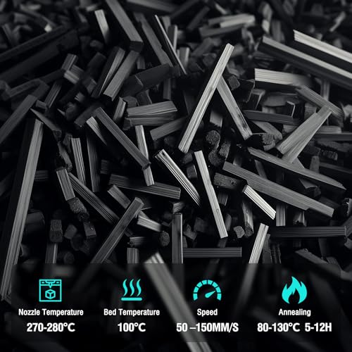 Image of SUNLU 4KG PA6-CF 3D Filament 1.75mm, Heat Deflection Temperature up to 209C, Made of 80% PA Nylon and 20% Carbon Fibers, Stiff & Strong & Heat Resistant, Frosted Texture, 1kg Spool, 4 Packs, Black