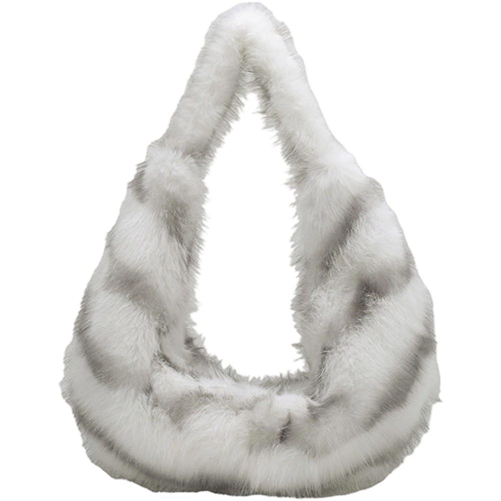 Grand sac à main en peluche Y2k pour femme avec bandoulière duveteuse d'automne