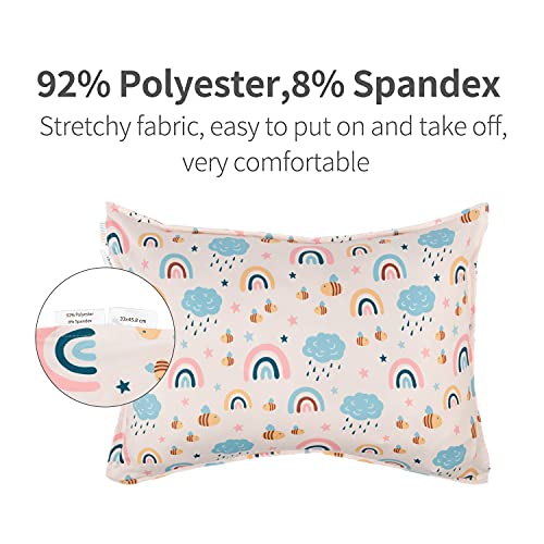 Image of ALVABABY Toddler Pillowcases Fits 13 x 18,12x 16 Kids Pillow, 2 Pack Stretchy Soft Baby Pillow Cover Envelope Kids Pillowcases for Boys Girls Rainbow 2TPE04