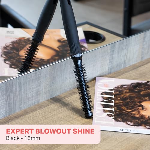 Olivia Garden Expert Blowout Shine - Black - 15 - Ceramic Coated Round Brush for Smooth Blowout Frizz-Free Hair & Radiant Shine - Image 2