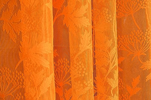 Image of Galaxy Home Decor Transparent Lily Net Curtain Sheer Curtains for Long Door 8 Feet, Pack of 1, Orange