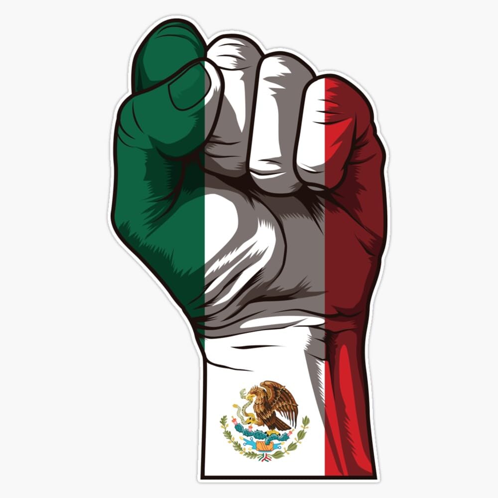 Raised Fist For Mexico Mexican Flag Sticker Bumper Sticker Vinyl Decal 5"
