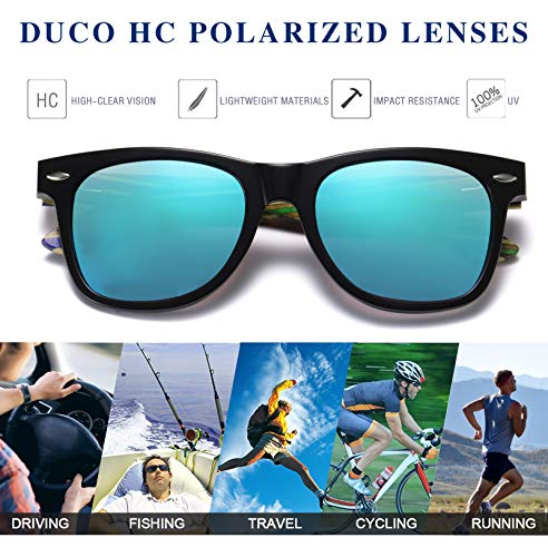 Image of DUCO Polarized Driving Handmade Walnut Wooden 100% UV 400 Protection Sunglasses for Men 2141
