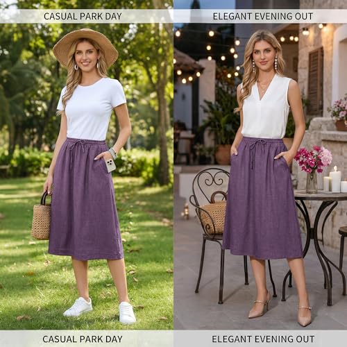 Image of Witsmile Women's Summer Pleated High Waisted Casual Flowy Skirt Pockets
