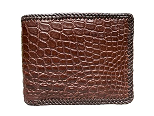 Brown Crocodile Leather Skin Men's bifold wallet, Genuine Alligator