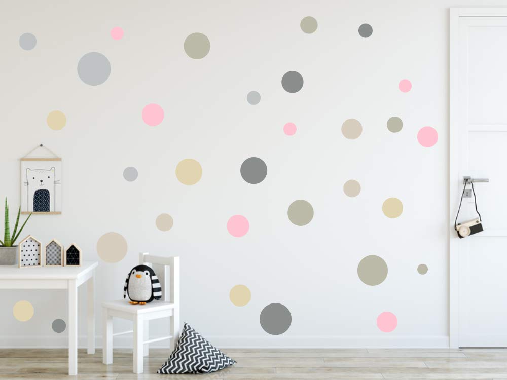 timalo® 73078 - Pegatinas murales, en diseño de puntos circulares, ideales para decorar una habitación infantil, en colores pastel, 120 unidades, Set 3, 120 Stück