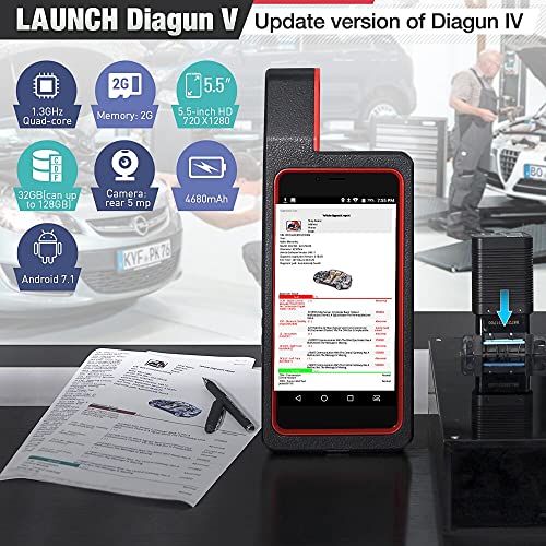 2025 Elite LAUNCH X431 Diagun V Bi-Directional Scan Tool,ECU Coding,35+ Reset Service Functions,OEM Full System Diagnostic for All Cars,AutoAuth for FCA SGW,V.A.G Guide,2-Year Free Update