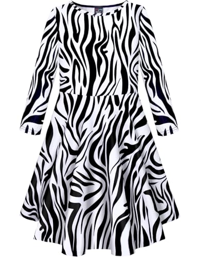 COSLAND Girls' Holiday Dress Kids Long Sleeve Printed Dresses, X-Small-Large