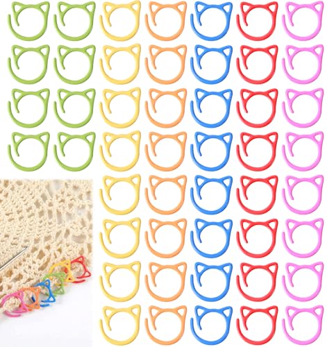 Thrymme 48PCS Cat Stitch Markers for Crocheting, Metal Cat Stitch