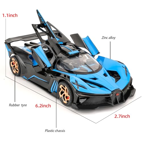 Modelo a escala 1:32 Bugatti Bolide azul con luces y sonido miniatura 2