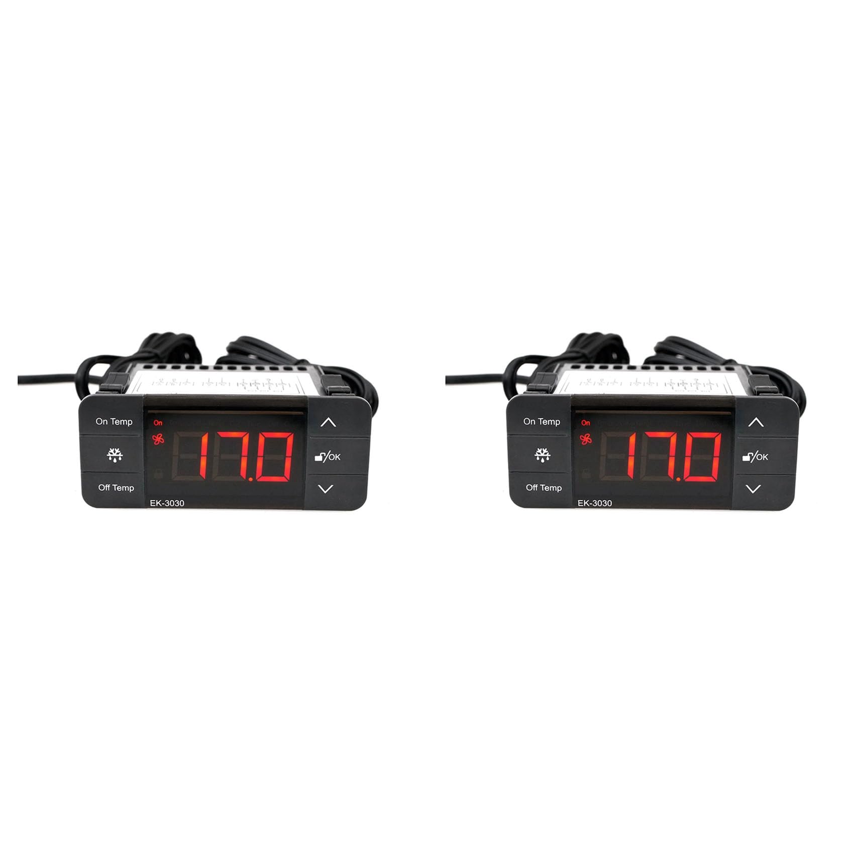 Jnchdghwa Black 2X Ek-3030 Digital Temperature Controller 220V Thermostat Sensor Refrigeration Defrost Thermostat