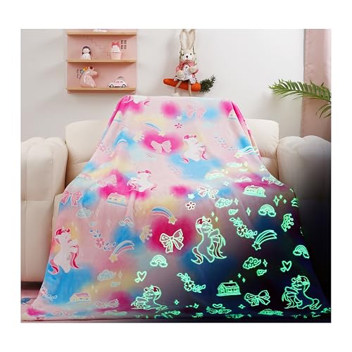 Einhorn Kuscheldecke Kinder, Glow In The Dark Blanket,Einhorn Geschenke...