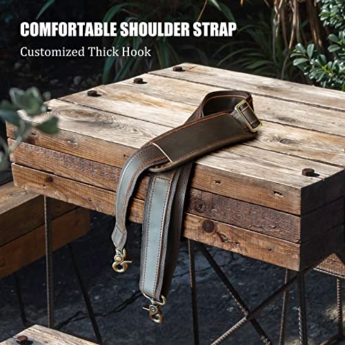 Polare Full Grain Leather Adjustable Replacement Shoulder Strap With Metal Hook For Briefcase Messenger Shoulder Duffel Bag #TOP7