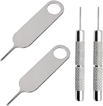 4 Pcs SIM Card Removal Openning Tool Tray Eject Pins Needle Opener Ejector Compatible with All iPhone Apple iPad HTC Samsung Galaxy Cell Phone Smartphone Watchchain Link Remover (Style C)