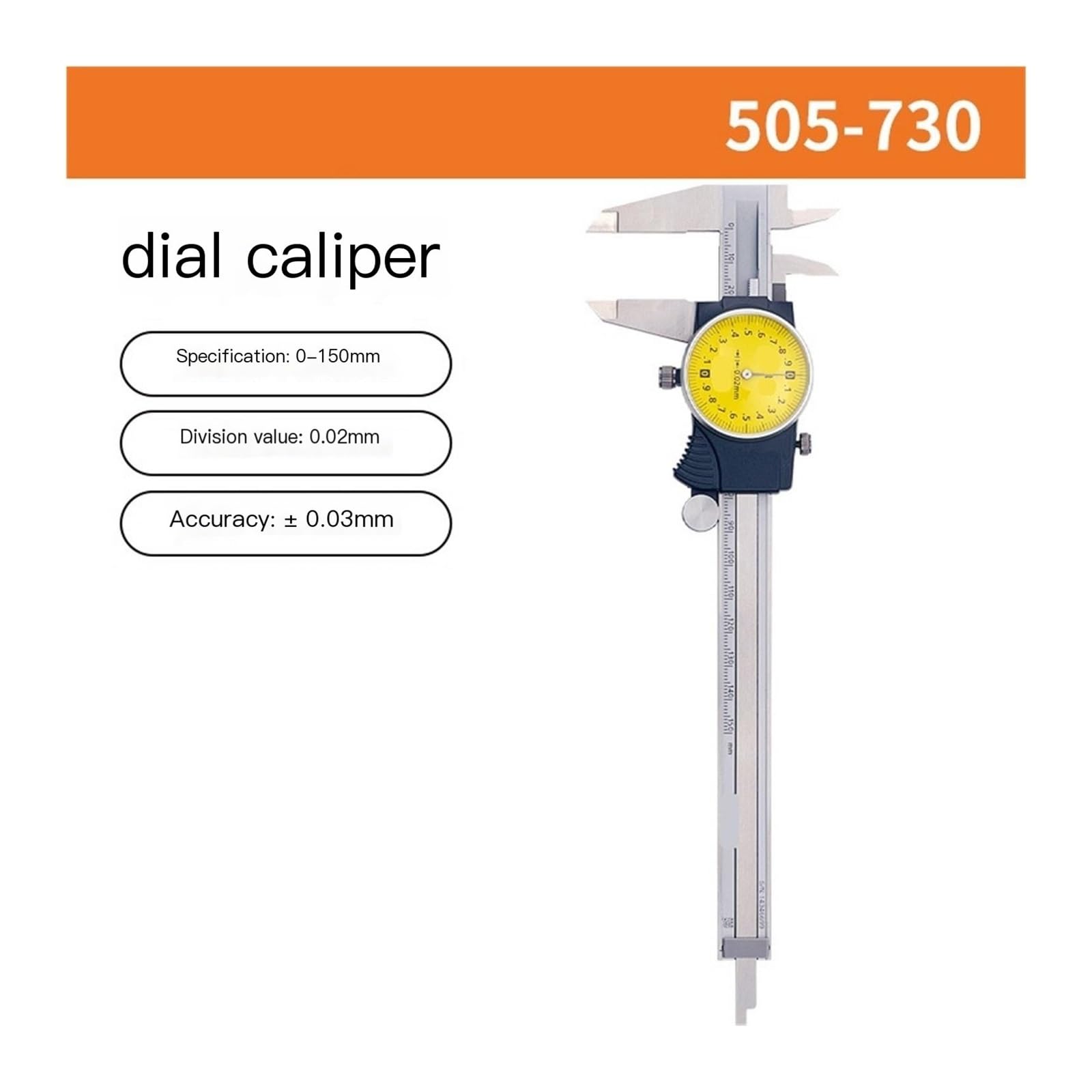Calibradores Vernier con Tablas Calibradores de Acero Inoxidable Calibradores de Dial 0.01 (505 730/0)