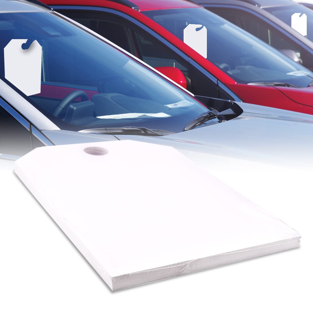 Versa Tags Mirror Hang Tags - Pack Of 50 Blank 8.5\" X 11.5\" Rear View Hang Tag For Auto Dealership Supplies - Neon Green