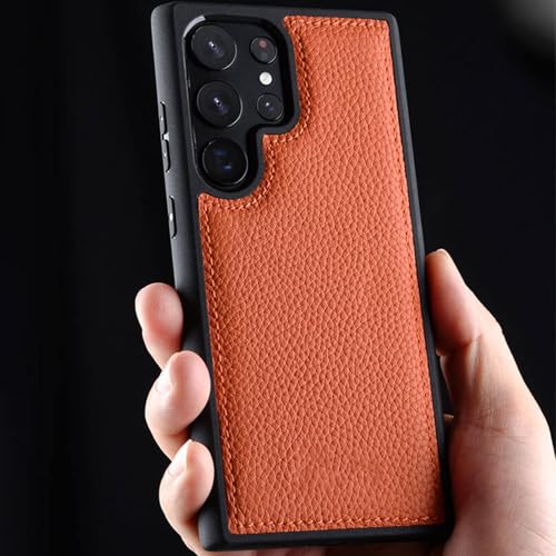 Coque Samsung Galaxy S26+ Cuir Véritable Housse Rouge Antichoc - 3