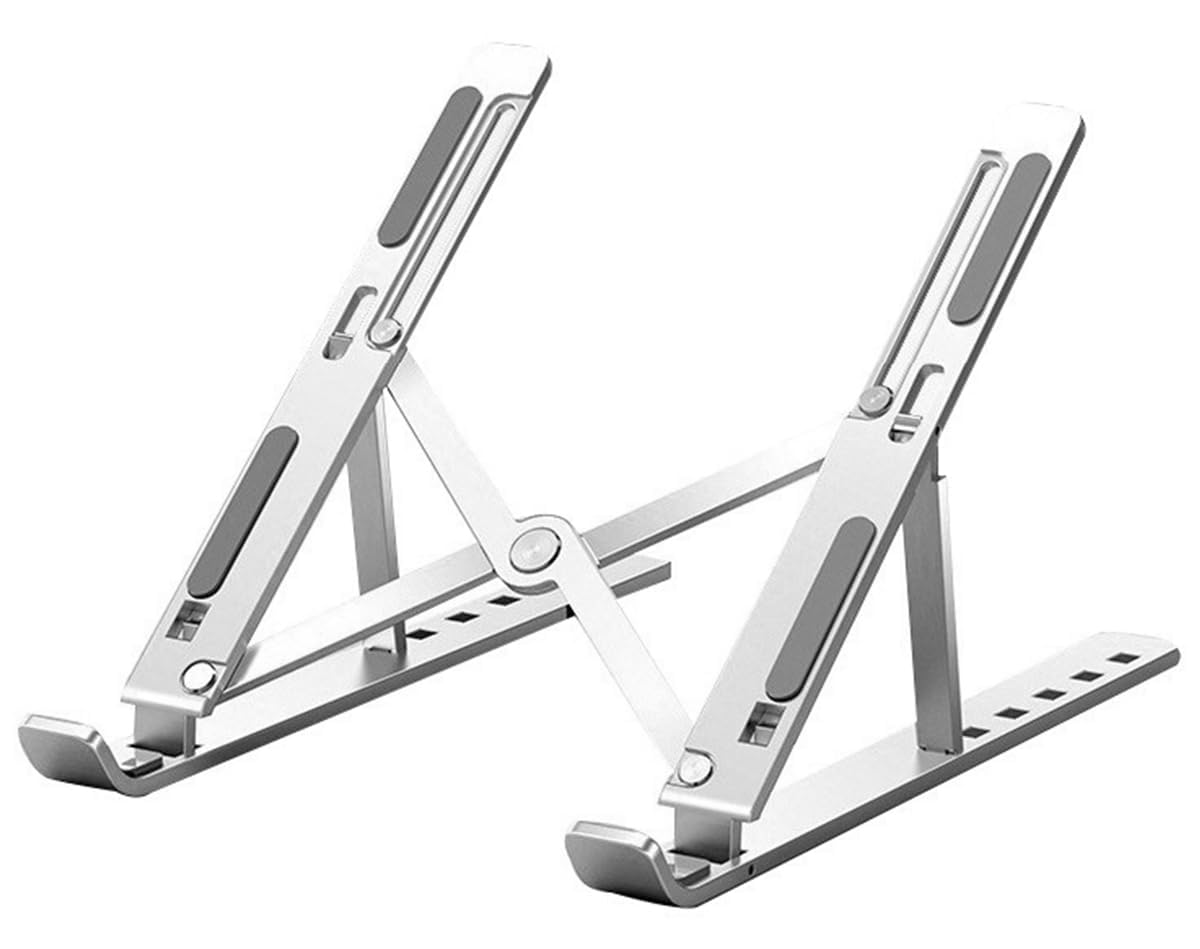 ECVV Aluminum Laptop Stand for Desk, 6-Angles Adjustable Laptop Riser Ergonomic Foldable Notebook Stand Compatible with Laptops and iPad up to 15"