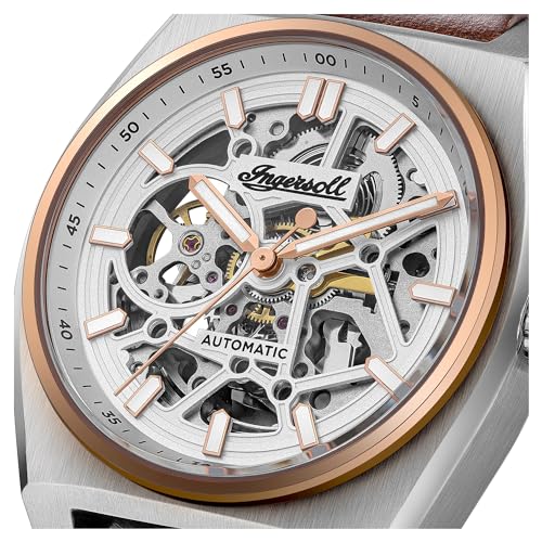 Ingersoll The Vert Herren-Automatikuhr, 43 mm, mit Skelett-Zifferblatt und Lederarmband – Bild 3