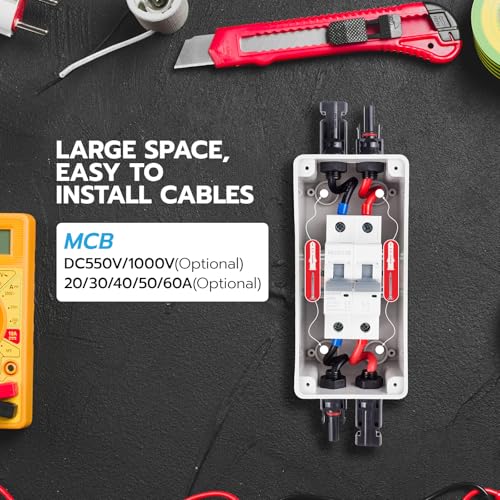 Image of Solar Disconnect Switch 60A 550V PV Disconnect Switch Miniature Circuit Breaker IP65 Outdoor Waterproof Disconnect Box for RV Solar Panel and Off-Grid System (60A 550V)