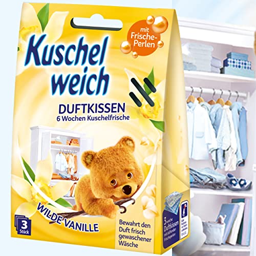 Kuschelweich Duftkissen für den Kleiderschrank - 3er Pack Schrankduft-Kissen - Frische für bis zu 6 Wochen - Wilde Vanille