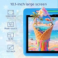 Laptok Tablet Kinder 10 Zoll Android 16, Prozessor A333 Fünf Core, 20 GB + 64 GB + 1 TB, Kindersicherung, Lern-Tablet mit stoßfester Hülle, HD-Bildschirm 800 x 1280, Akku 6000 mAh (Blau) – Ansicht 5