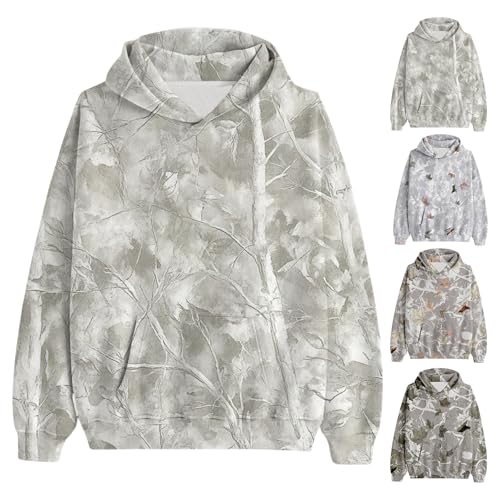 MBDWWLC Camo Hoodie Womens Maple Leaf Printed Fleece Oversized Hooded Sweatshir Casual Long Sleeve Pullover Top with Pocket