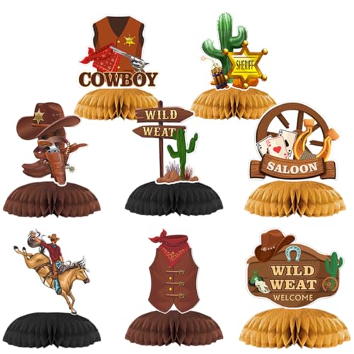 Fuwraixis Western Cowboy Décoration de Table Centrale,Déco de fête d'anniversaire Cowboy,Thème Western Décoration de Ruche,Convient pour Les fêtes d'enfants et...