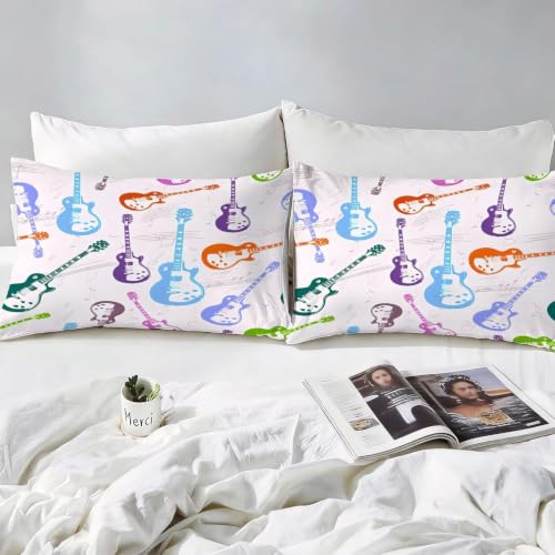 Housse de couette 200x200 guitare imprimée 3D graffiti musical en microfibre - 5