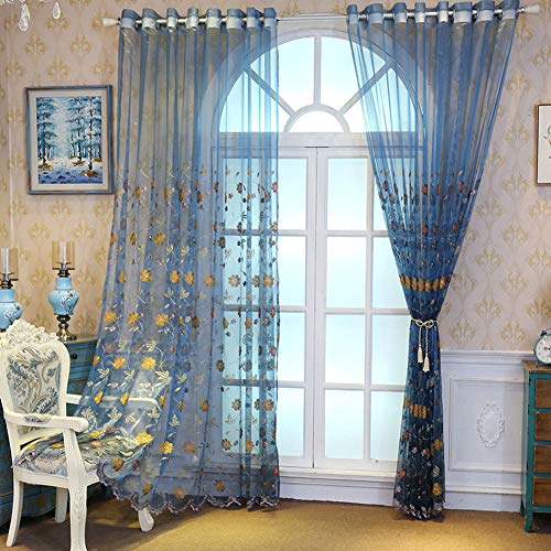 Rideaux transparents tulle bleu pour bloquer les regards - 4
