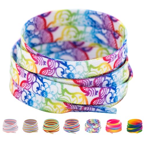 Image of Booyckiy 3 /4 inch Wide Satin Ribbon Shoelaces Flat Colorful Shoe Laces for Women Girls