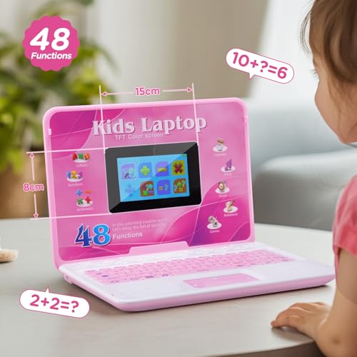 Image of HAIOUMM Kids Laptop, 4.3 Inch Educational Color Screen Laptop with 48 Learning Modes, Computer for Kids Ages 5+